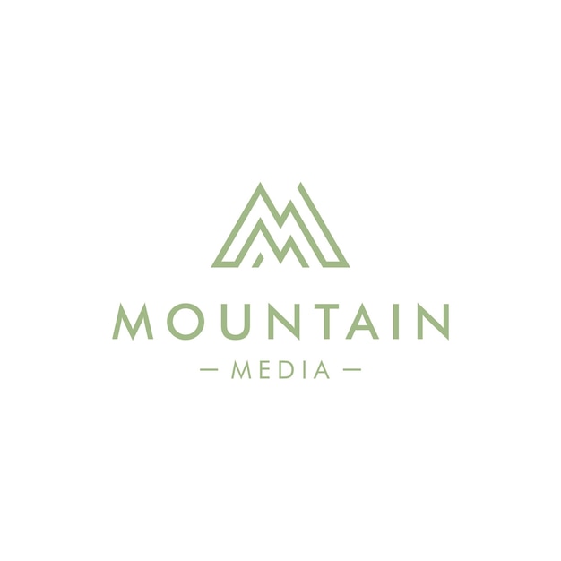 Vettore lettera mm con ispirazione del modello di progettazione del logo di montagna