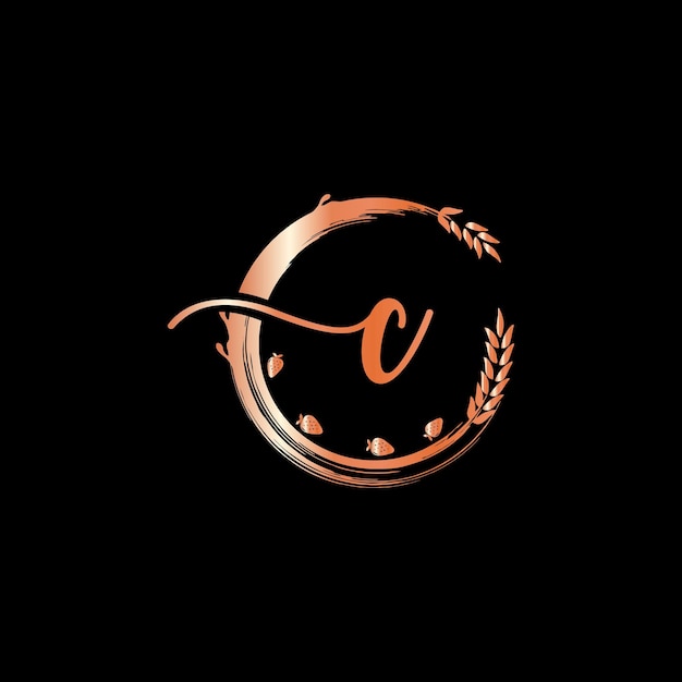 Письмо Монограмма Дизайн Абстрактные Фрукты Шаблон Дизайна Логотипа. Значок логотипа круга свежих фруктов
