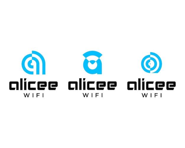 Letter a monogram and wireless icon logo design.