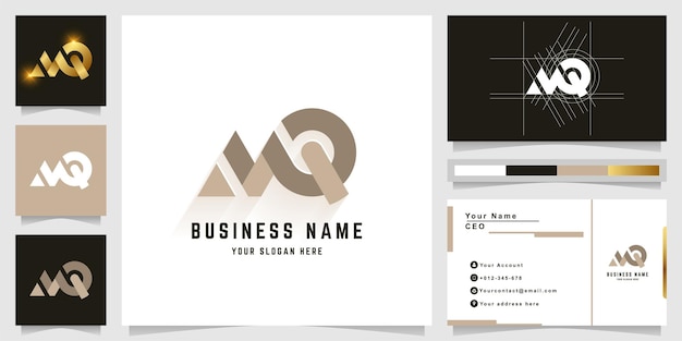 名刺デザインのレターmqまたはmrモノグラムロゴ