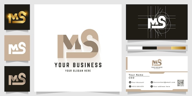 Letter MS or MOS monogram logo with business card design