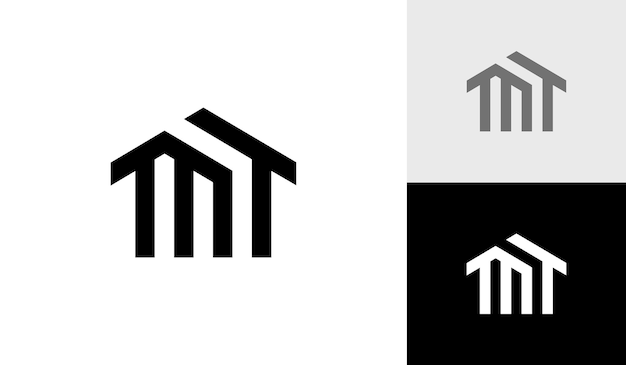 Вензель Letter MT с вектором дизайна логотипа в форме дома