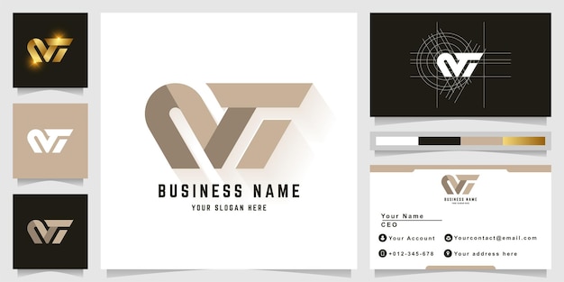 名刺デザインの文字MTまたはNTIモノグラムロゴ