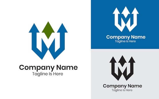 letter mw arrow finance logo design