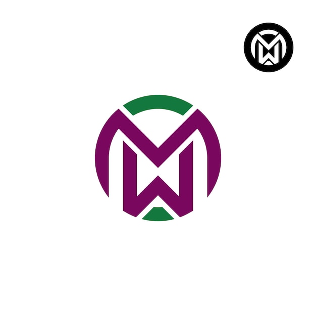文字 MW WM サークル太字のロゴ デザイン