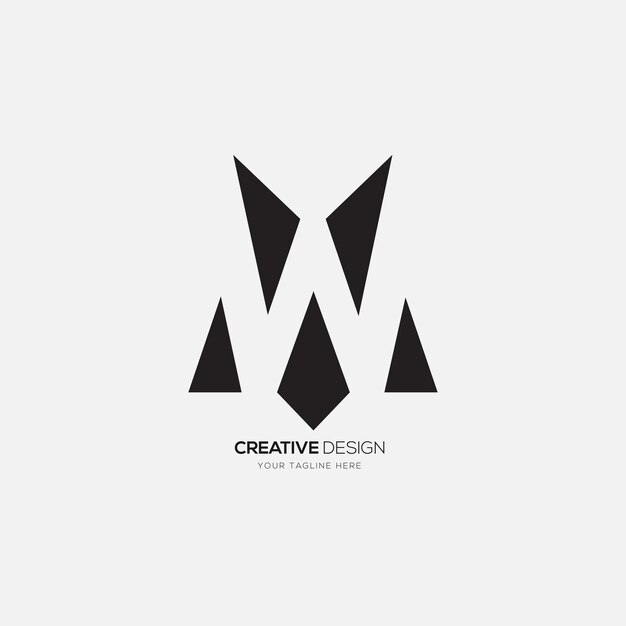 Vector letter mw or wm negative space unique shapes alphabet modern abstract monogram logo