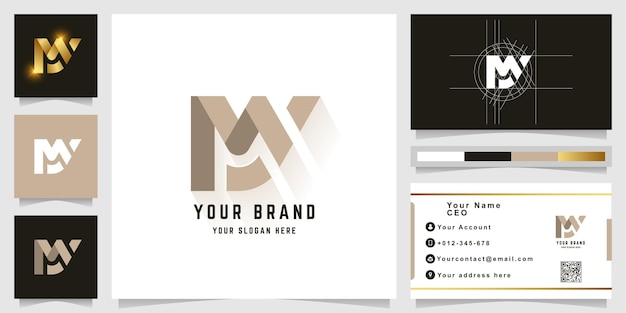 名刺デザインの文字myまたはnyモノグラムロゴ