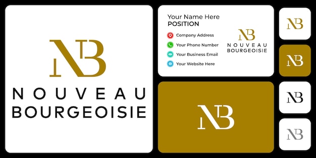 Letter n b monogram business logo design with business card template.