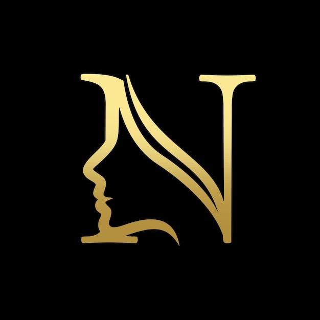 Letter N Beauty Women Face Logo Design