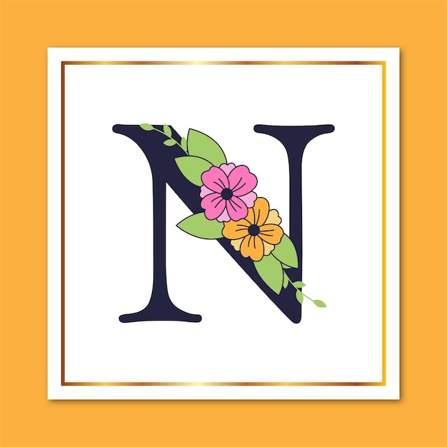 Letter N bloemen elegant decoratief logo