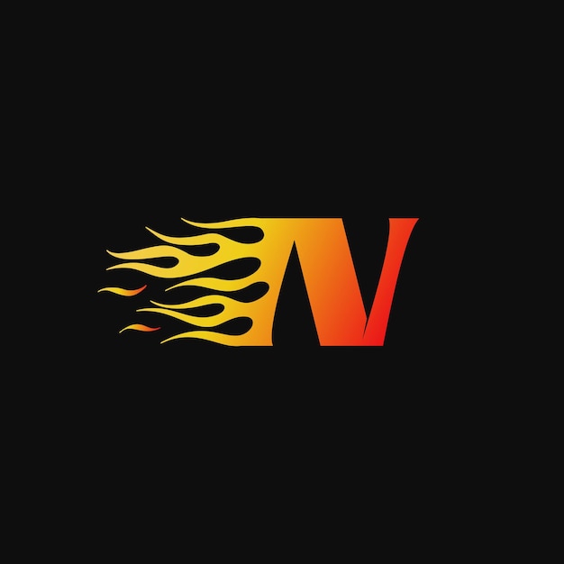 Letter N Brandende vlam logo ontwerpsjabloon