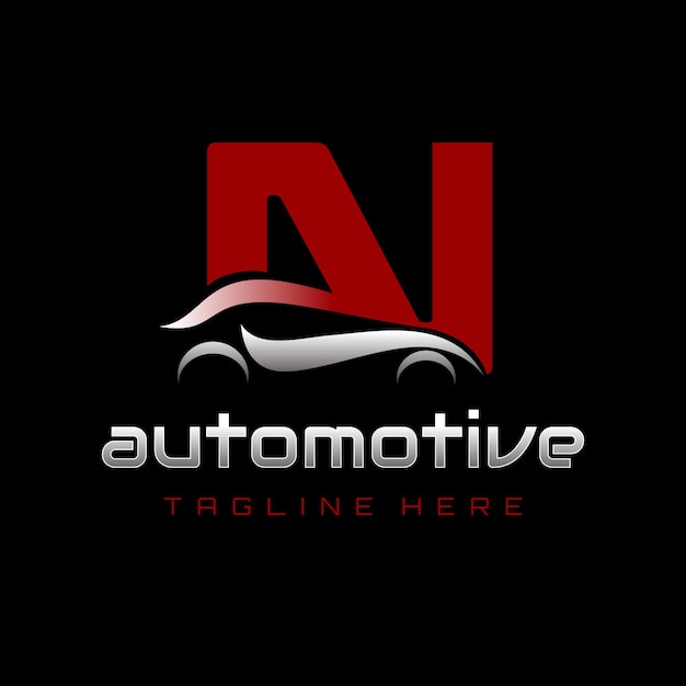 Lettera n vettore di progettazione del logo automobilistico