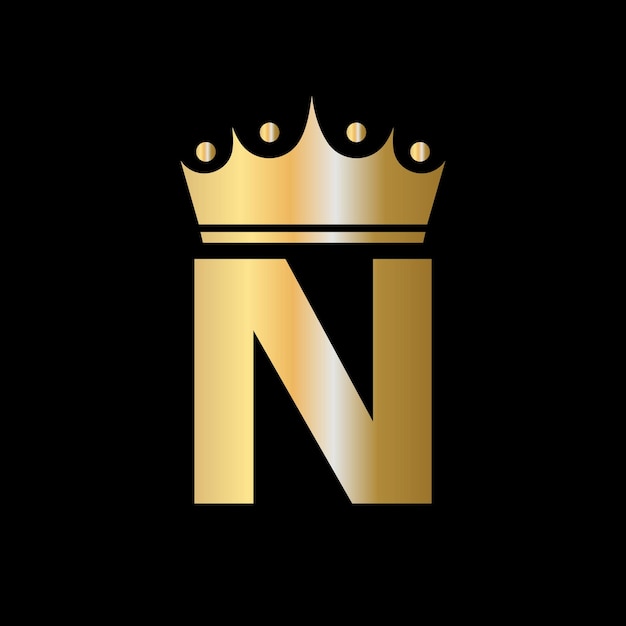 Letter N Charity Crown Logo Design With Unit Symbol Vector Template