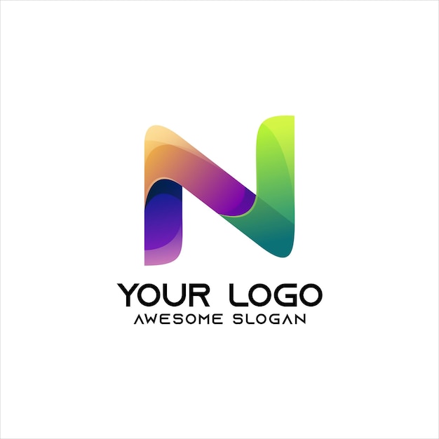 Vector letter n colorful logo gradient colorful