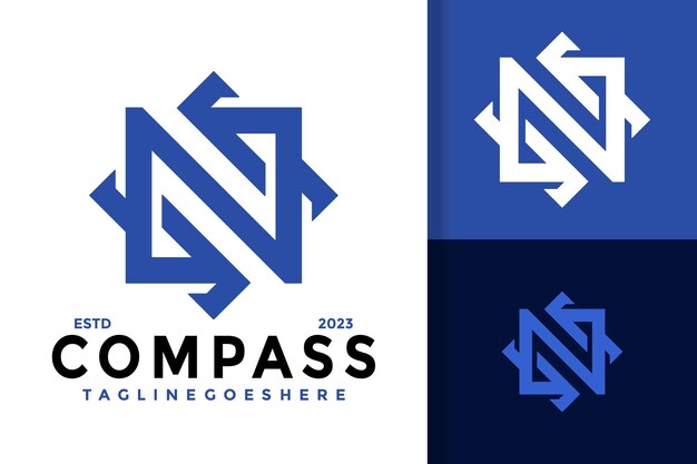Vector letter n compass logo vector icon illustration