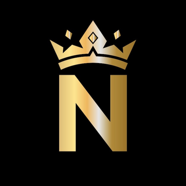 Vector letter n crown logo crown logo on letter n vector template for beauty fashion star elegant luxury sign