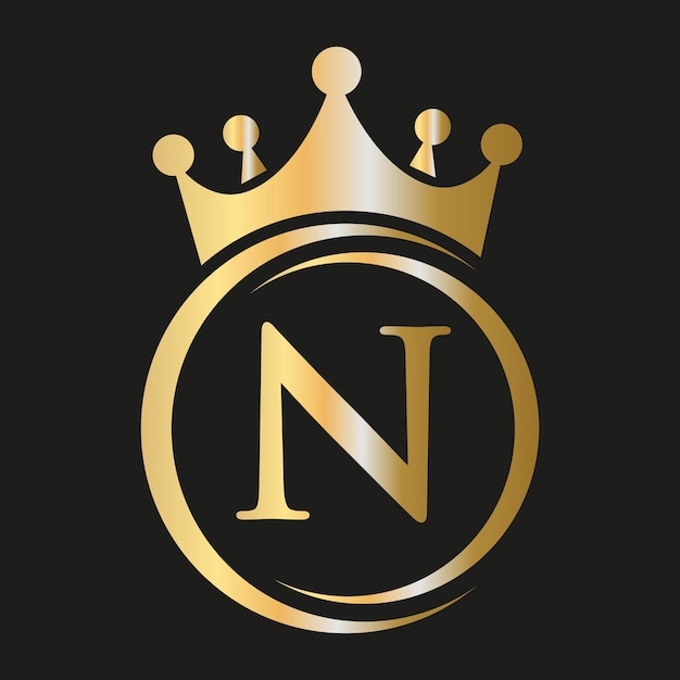 Vector letter n crown logo royal crown logo for spa yoga beauty fashion star elegant luxury sign