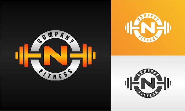 Letter n fitness emblem logo