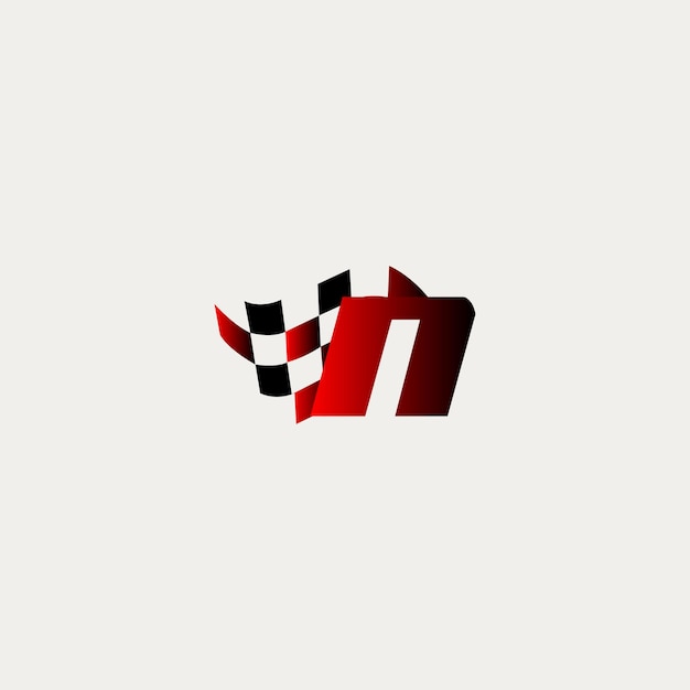 Letter n flag racing race design vector