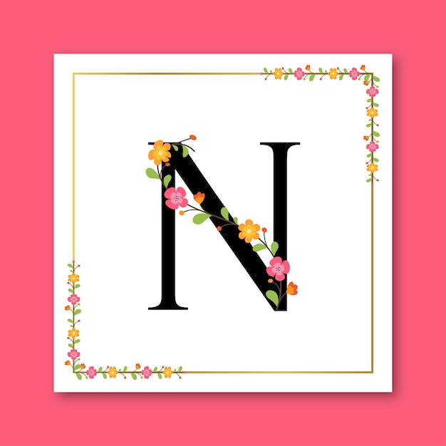 Letter N Floral decorative feminine logo