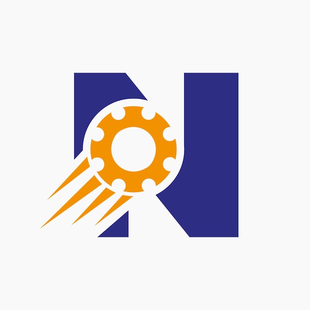 Letter N Gear Cogwheel Logo Automotive Industrial Icon Gear Logo Car Repair Symbol