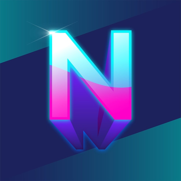 Vector letter n glow logo