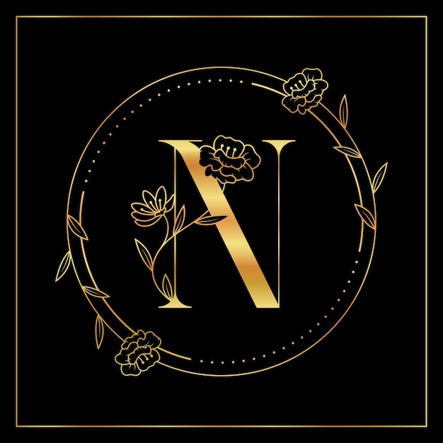 Premium Vector | Letter n golden floral luxury and elegant logo