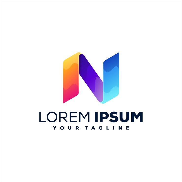 편지 N 그라데이션 로고 디자인