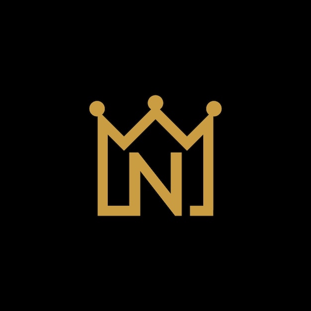 Vector letter n icon in golden crownthin line icon simple vector icon