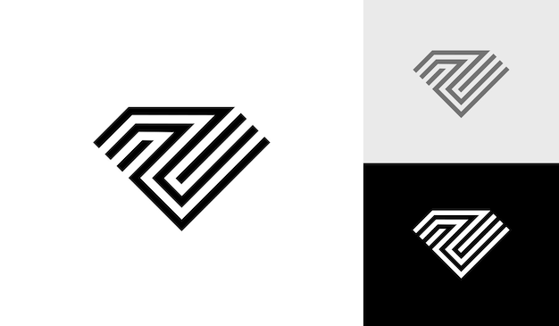 Начальная монограмма буквы N с вектором дизайна логотипа в форме ромба