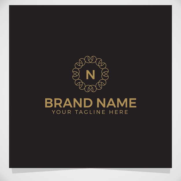 Letter n inside floral frame logo template