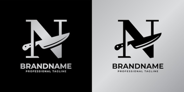 Letter N Knife Logo Suitable for any business related to knife with N initial