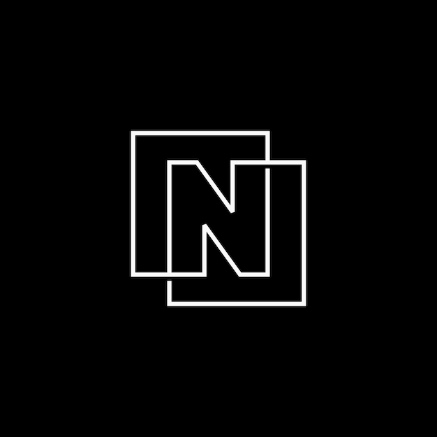 Letter N Lettermark Initial Overlappende Outline Square Logo Vector Icon Illustration