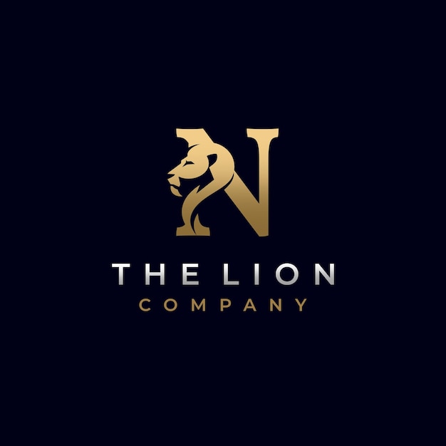 Letter N Lion Head Elegante Luxe Logo Design Vector