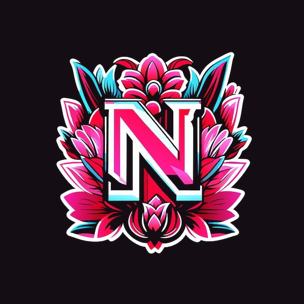 Letter n logo and flat flower logo n