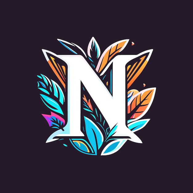 Letter n logo and flat flower logo n