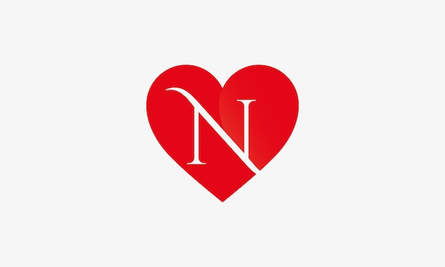 Letter N logo in heart shape with a red tint