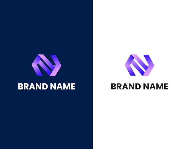 letter n met pijlteken modern logo ontwerpsjabloon