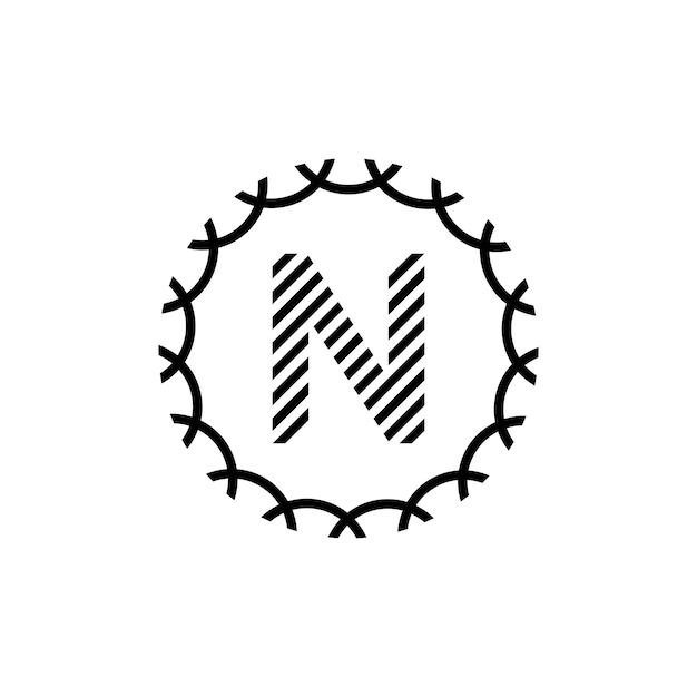 Letter n minimalistisch logo-ontwerp met cirkelvorm