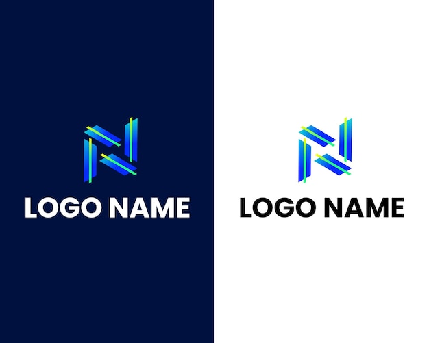 文字 n モダンなビジネスのロゴのデザイン テンプレート