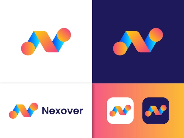 Letter N modern logo-ontwerpGradient N-letterlogo voor merkidentiteit