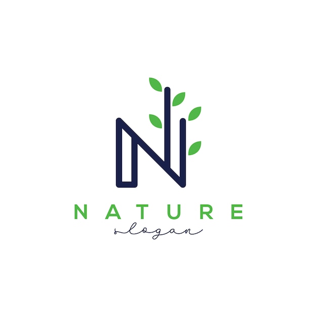 Modello di disegno di logo di lettera n per natura