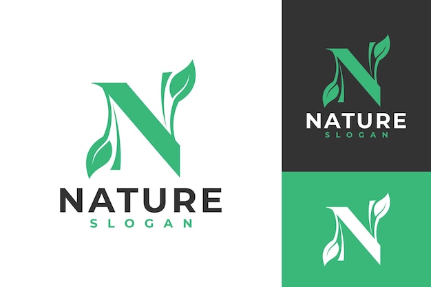 Letter N Nature Vector Logo-ontwerp