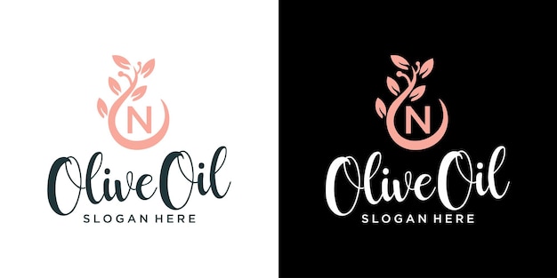 Letter n Olijfolie logo-ontwerp