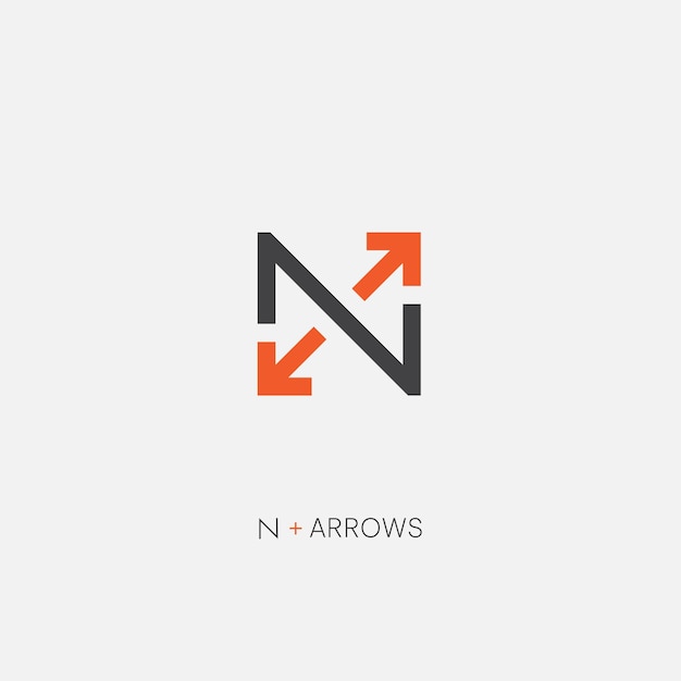 Letter N plus pijlen logo pictogrammalplaatje