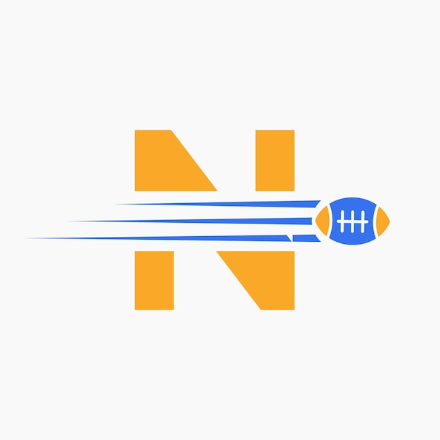 Letter N Rugby Football-logo Combineer met Rugby Ball-pictogram voor American Soccer Club-symbool