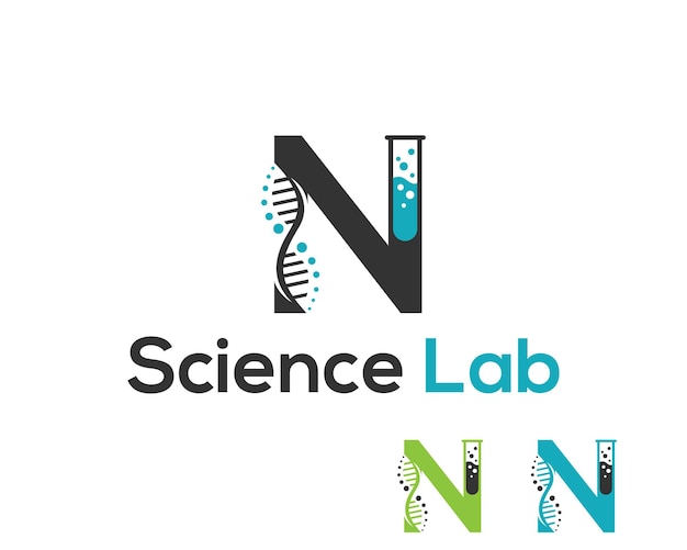 Vector letter n science laboratory education and chemical logo