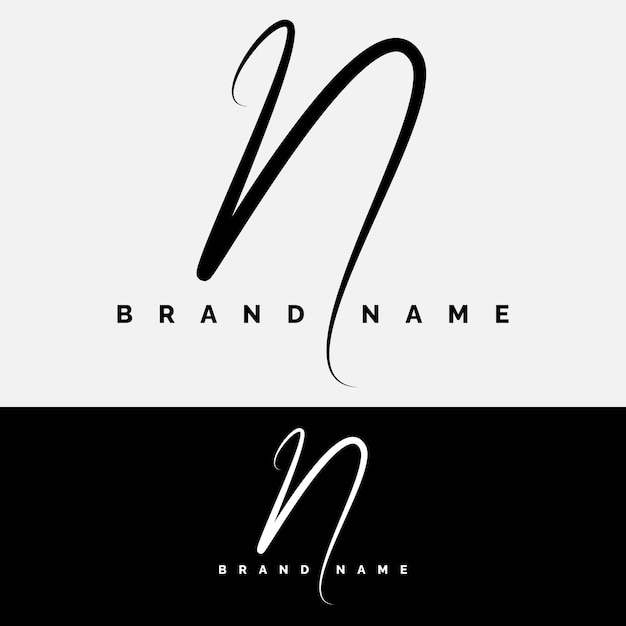 Letter N Signature Logo Initial Alphabet N Icon