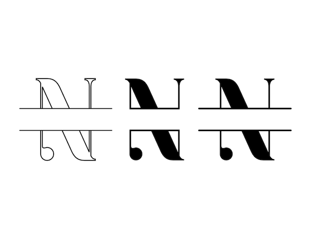 Letter n split logo design for name template