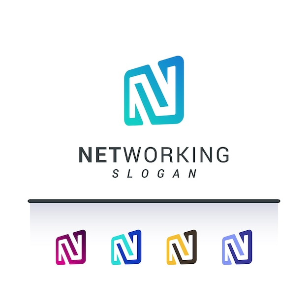 Letter N technological logo